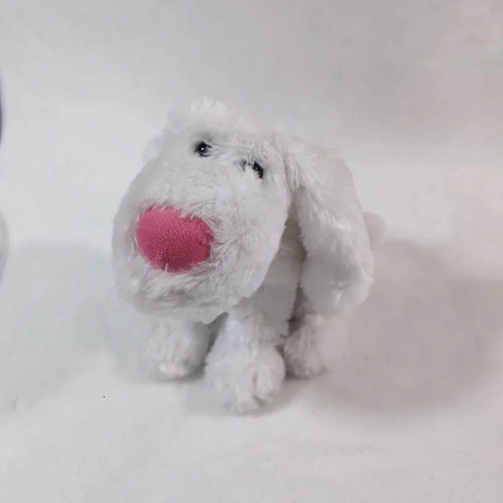 2 Dan Dee Collector's Choice Plush Puppy Dog White Blue Pink Nose Floppy Ears 14